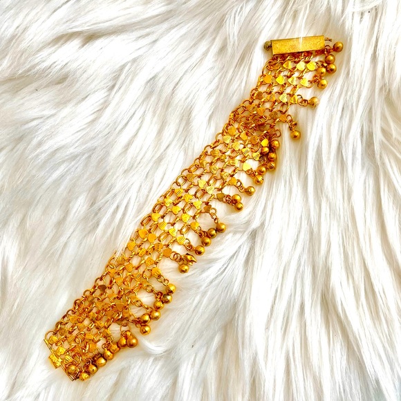 Jewelry - Gold Beaded Fringe Bracelet for Women